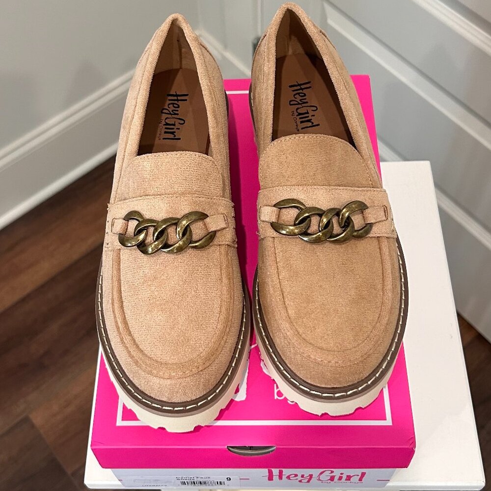 Literally Loafers in Camel Faux Suede by Hey Girl by Corkys